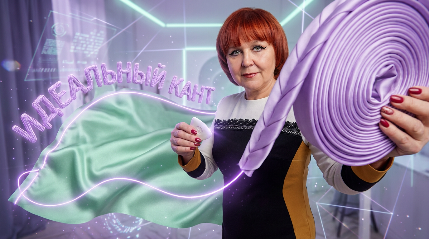Процесс шитья на швейной машинке, демонстрирующий как пришить кант и сделать ровную окантовку края ткани тесьмой.