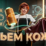 Швейная игла прошивает плотный материал, показывая, как шить кожу на обычной машинке с правильными нитками.
