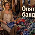 Женщина в базовом наряде с прямым швом дополняет образ яркой банданой для вечернего выхода
