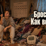 Человек вечером уделяет двадцать минут новой привычке за столом с таймером и блокнотом дома