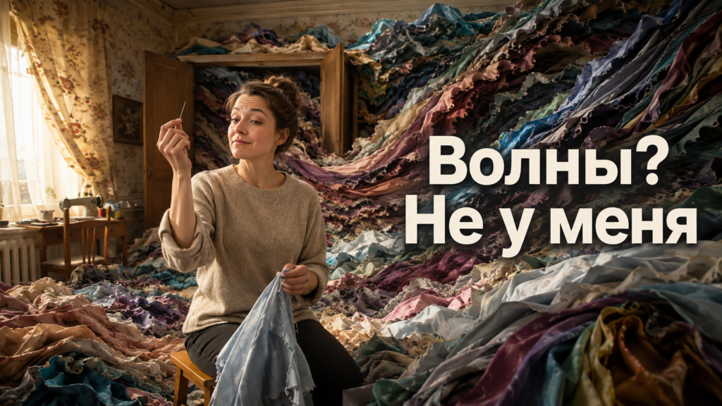 Пример шва с волнистыми припусками ткани и способ обработки края без оверлока в три этапа