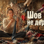 Крупный план шва с закрепками в начале и конце строчки, показывающий расхождение нитей после стирки одежды