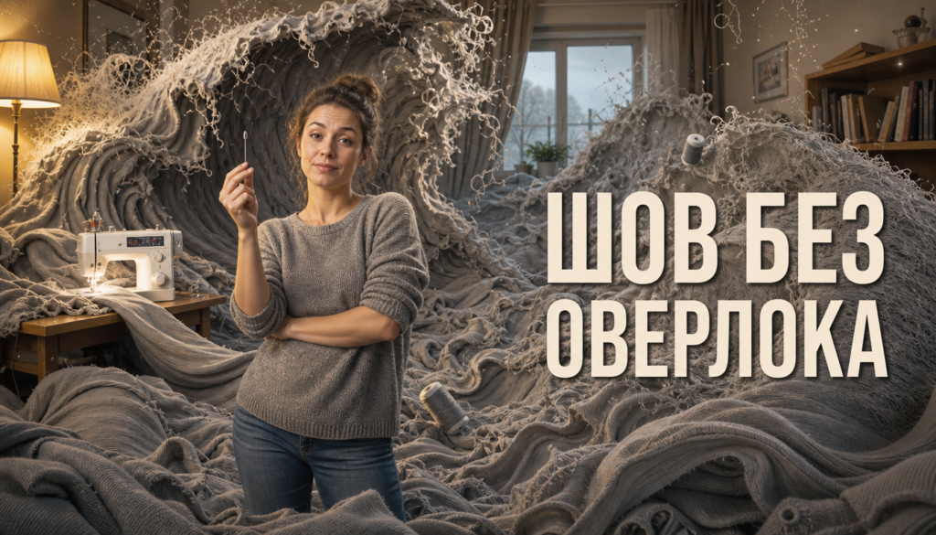 Швея шьёт трикотажное полотно футер трёхнитка на обычной бытовой швейной машинке без оверлока