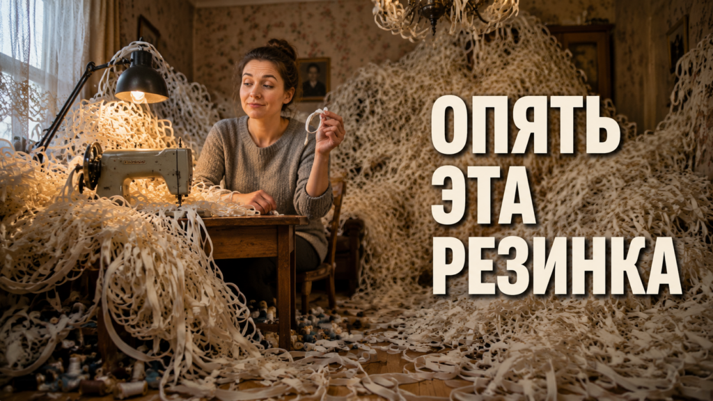 Спицы с образцом вязания резинки на московском шве, крупный план петель для урока рукоделия