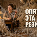 Спицы с образцом вязания резинки на московском шве, крупный план петель для урока рукоделия